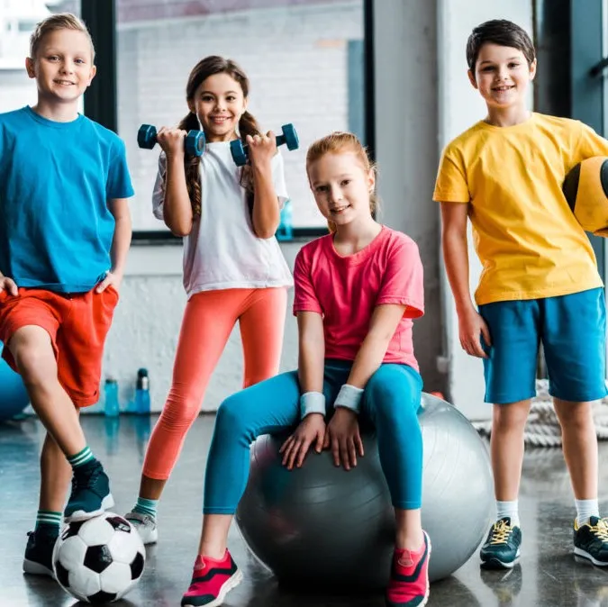 group of young kids in exercise class