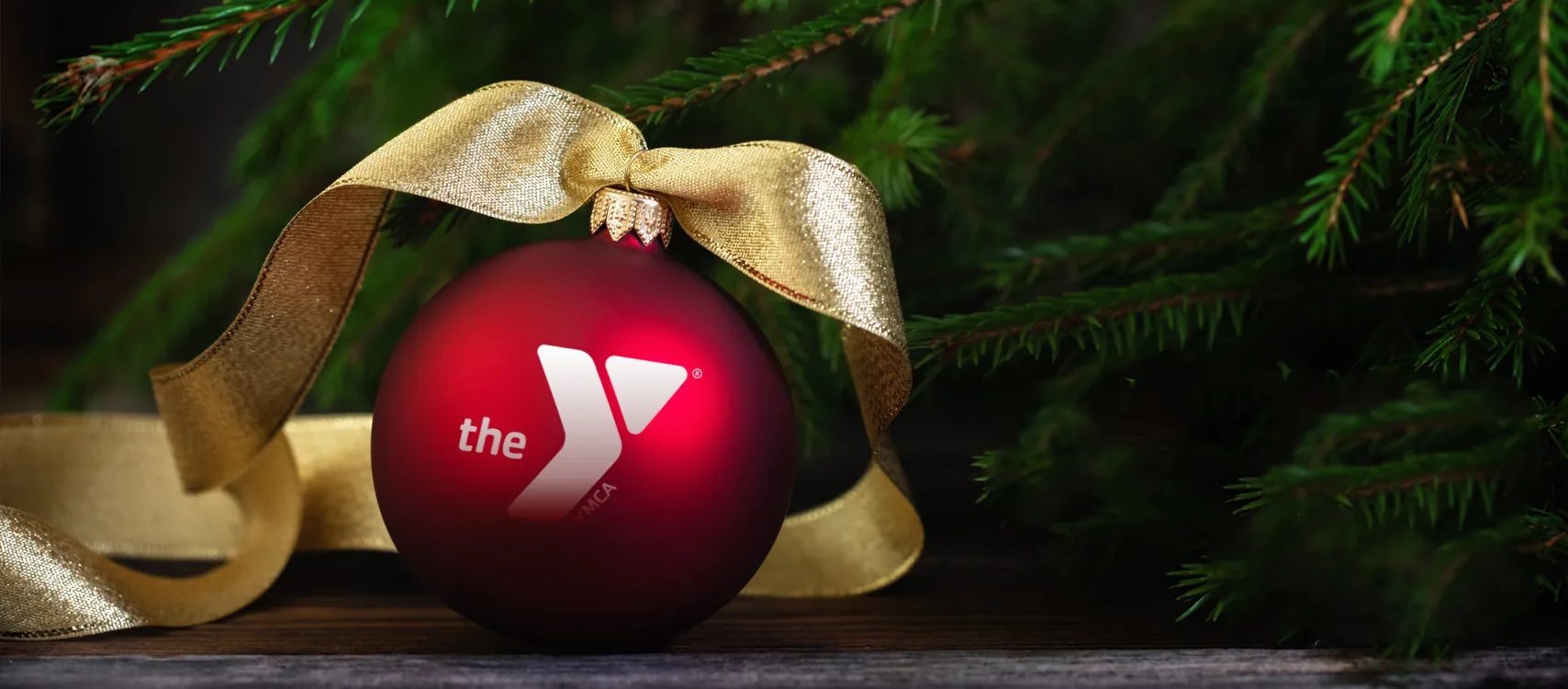 Red Christmas ornament with Y logo
